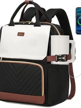 Bookbag for Women Laptop Backpack, Teacher Nurse Work Computer Bags with Cup Hol